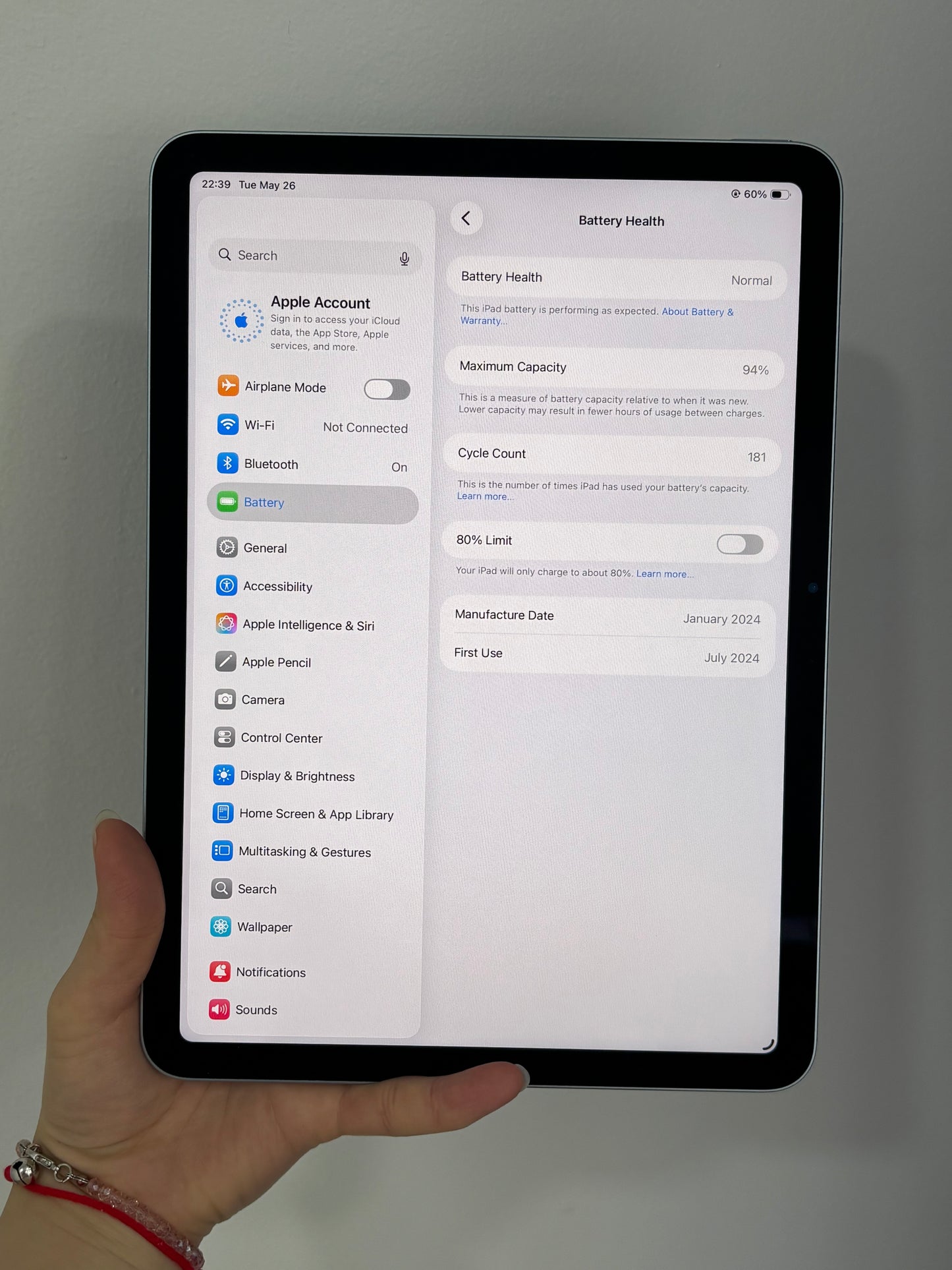 iPad Air 11-inch (M2) Wi-Fi, 256GB (Grade A) *522R5
