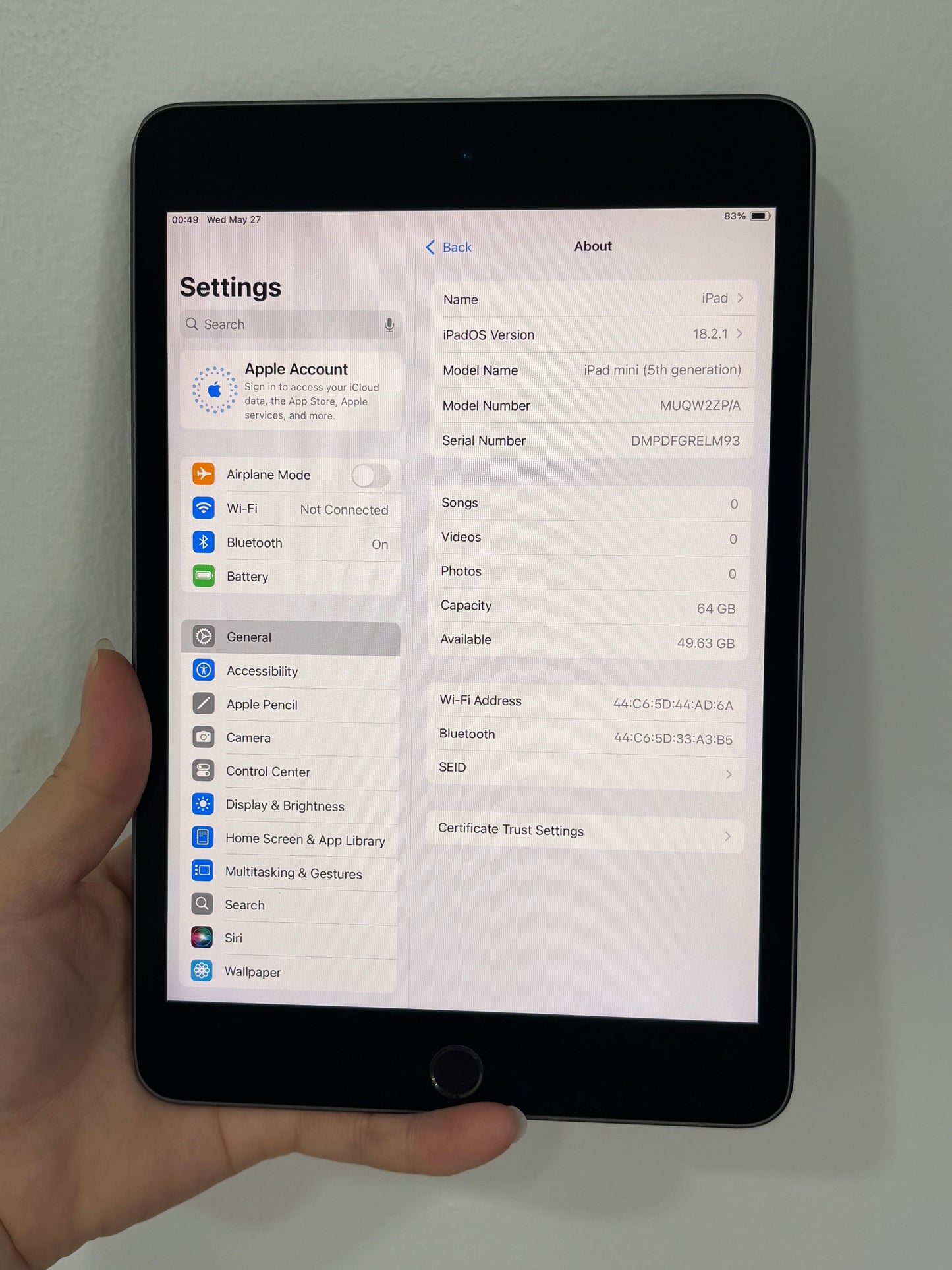 iPad Mini 5 Wi-Fi, 64GB (Grade A) *ELM93
