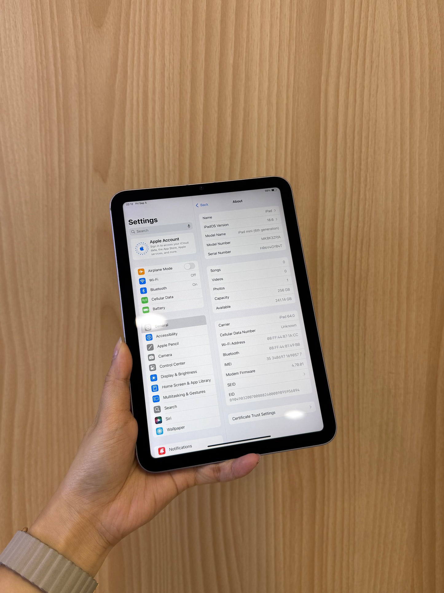 iPad mini 6th Cellular, 256GB *90577