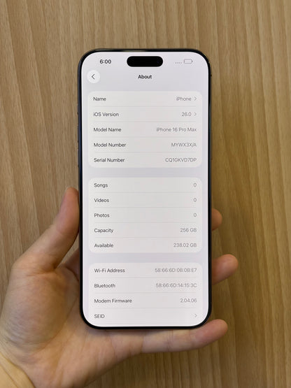 iPhone 16 Pro Max, 256GB (Grade A) *04071