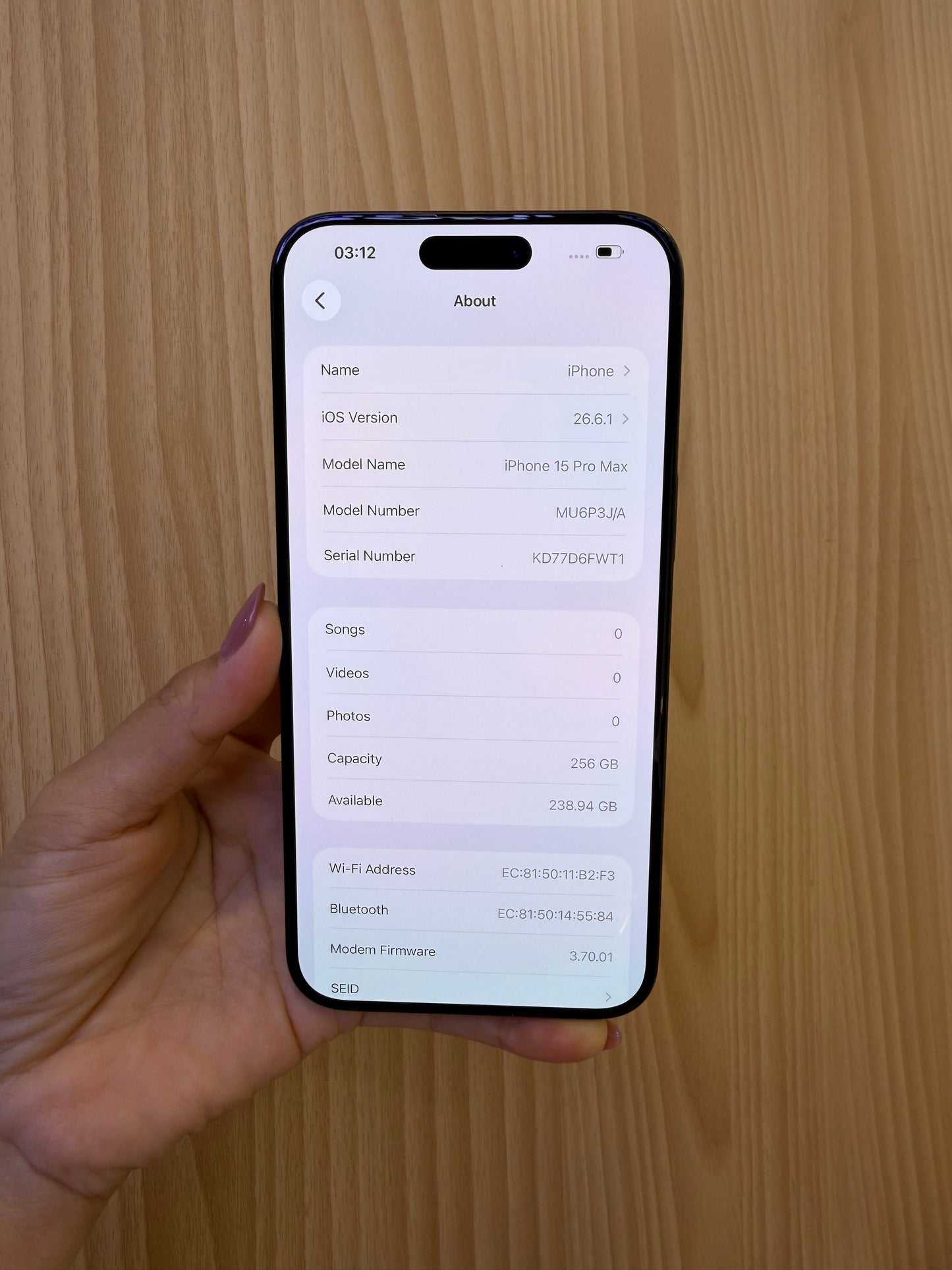 iPhone 15 Pro max, 256GB (Grade A) *22958