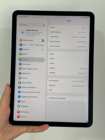 iPad Air 11-inch (M2) Wi-Fi, 256GB (Grade A) *522R5