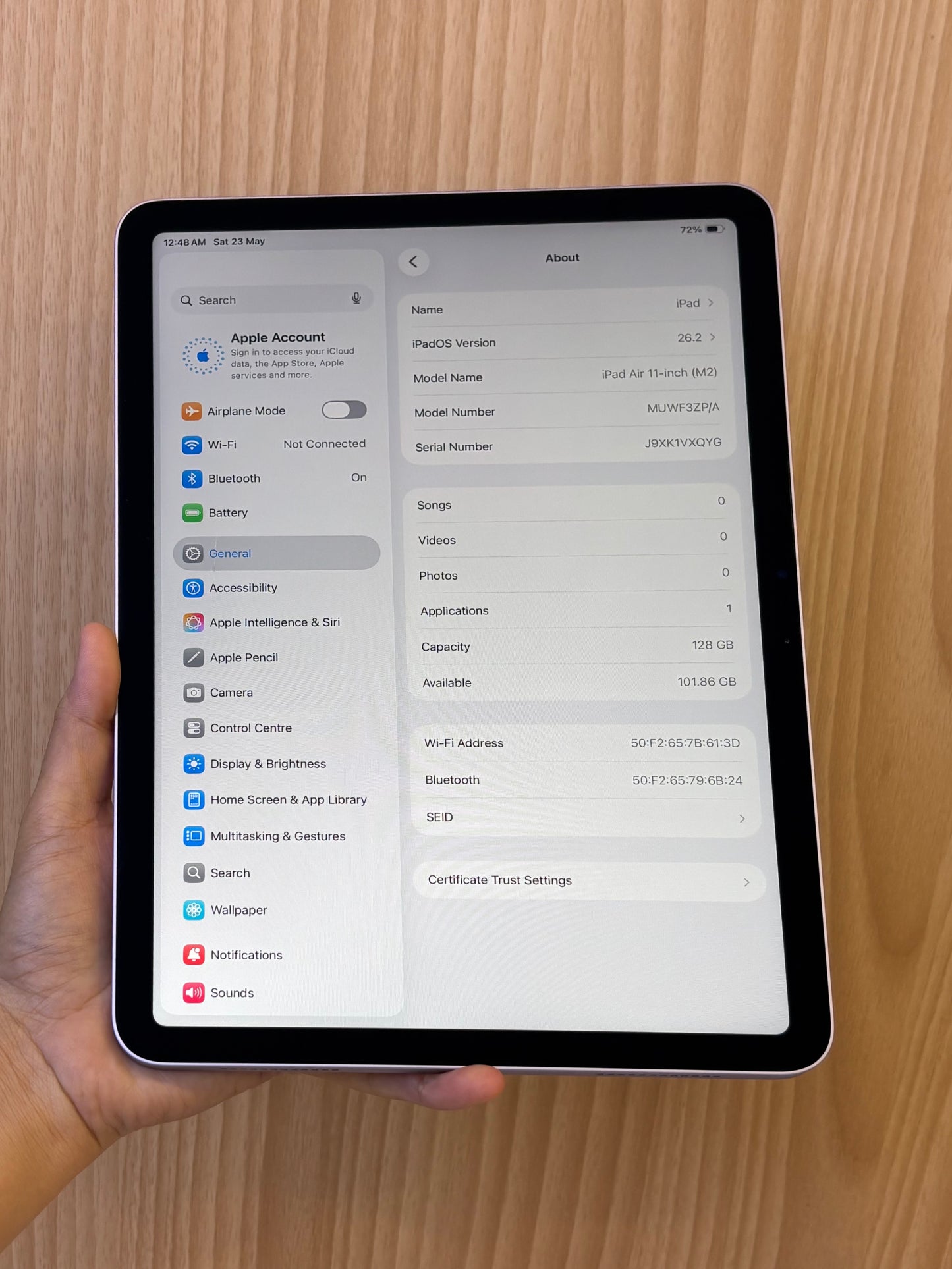 iPad Air 11-inch (M2) Wi-Fi, 128GB (Grade B) *VXQYG