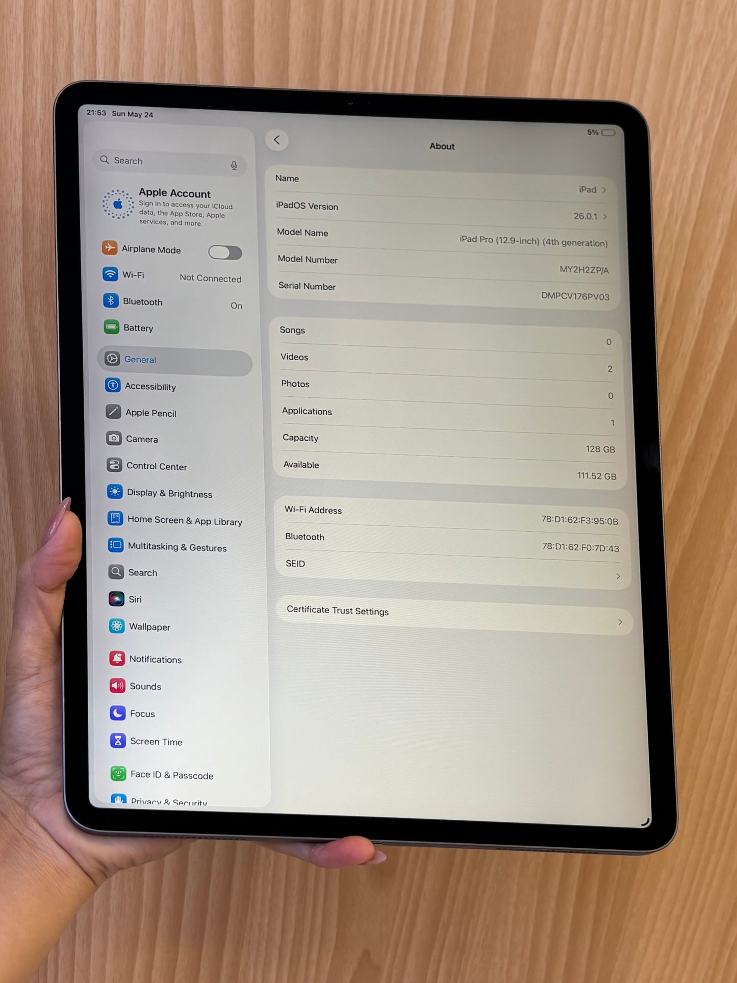 iPad Pro 12.9-inch 4th Wi-Fi, 128GB (Grade B) *6PV03