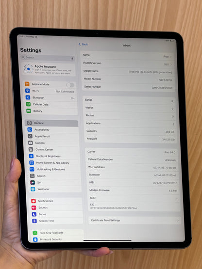 iPad Pro 12.9-inch 4th Cellular, 128GB (Grade B) *93797