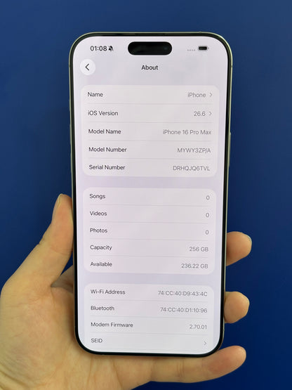 iPhone 16 Pro Max, 256GB (Grade A) *07857