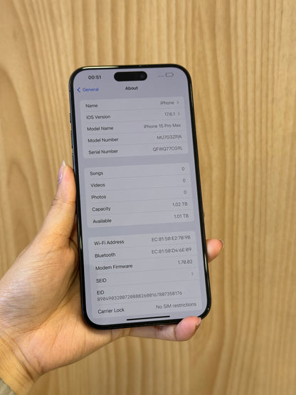 iPhone 15 Pro Max Black Titanium, 1TB (Grade A) *05231
