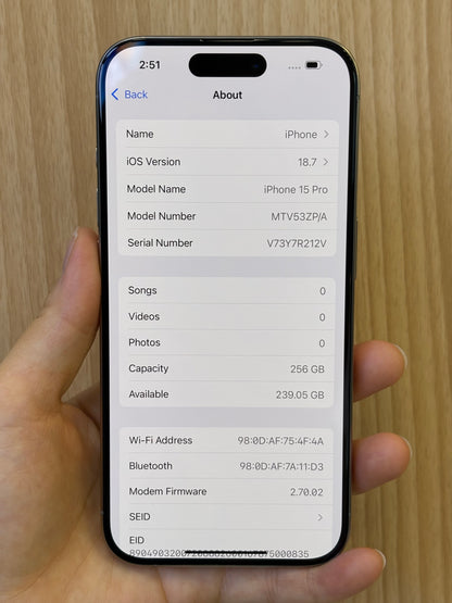 iPhone 15 Pro, 256GB (Grade A) *64953