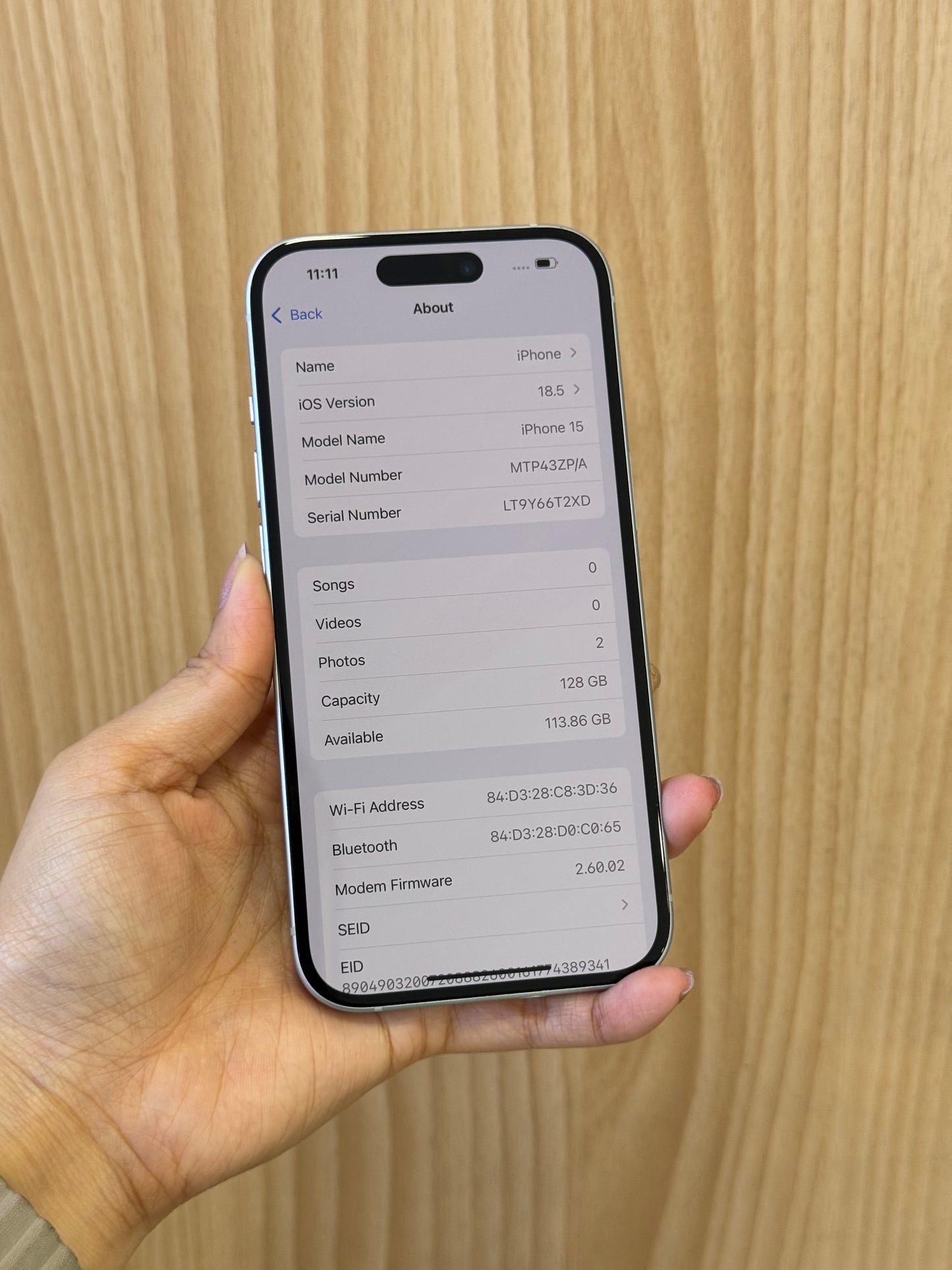 iPhone 15 Blue, 128GB (Grade A) *34282