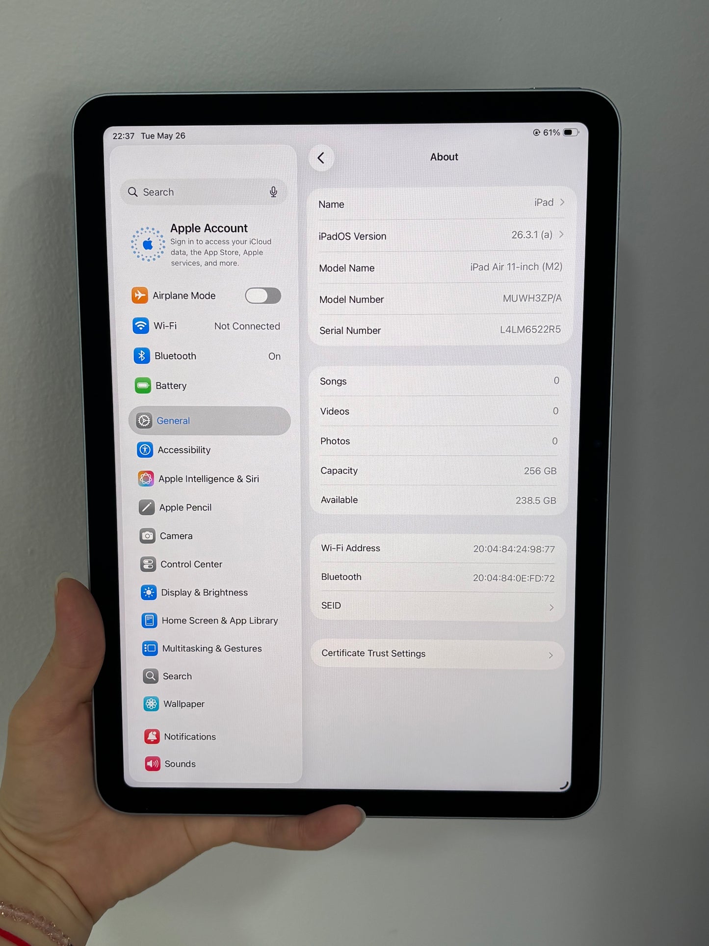 iPad Air 11-inch (M2) Wi-Fi, 256GB (Grade A) *522R5